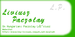 liviusz paczolay business card
